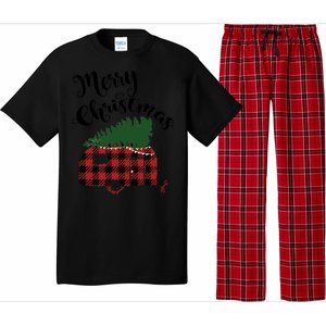 Merry Christmas Buffalo Plaid Camper Christmas Tree Gift Pajama Set