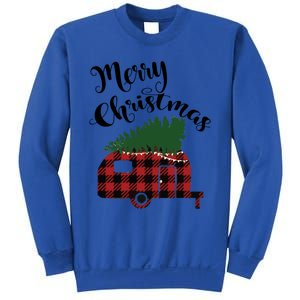 Merry Christmas Buffalo Plaid Camper Christmas Tree Gift Sweatshirt