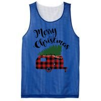 Merry Christmas Buffalo Plaid Camper Christmas Tree Gift Mesh Reversible Basketball Jersey Tank