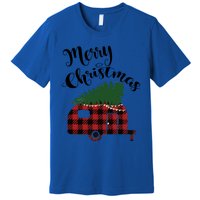 Merry Christmas Buffalo Plaid Camper Christmas Tree Gift Premium T-Shirt