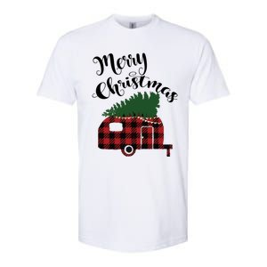 Merry Christmas Buffalo Plaid Camper Christmas Tree Gift Softstyle CVC T-Shirt