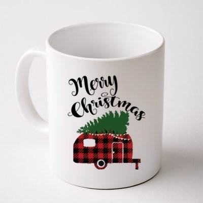 Merry Christmas Buffalo Plaid Camper Christmas Tree Gift Coffee Mug