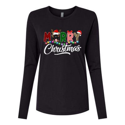 Merry Christmas Buffalo Plaid Boxer Dog Lover Xmas Womens Cotton Relaxed Long Sleeve T-Shirt