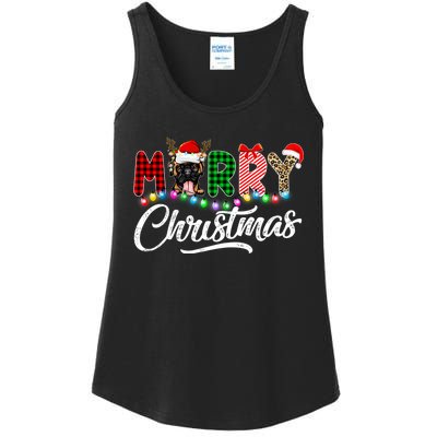 Merry Christmas Buffalo Plaid Boxer Dog Lover Xmas Ladies Essential Tank