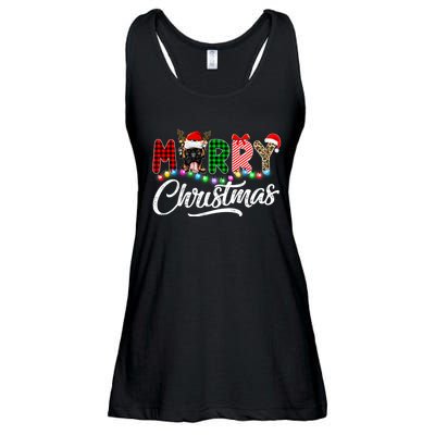 Merry Christmas Buffalo Plaid Boxer Dog Lover Xmas Ladies Essential Flowy Tank