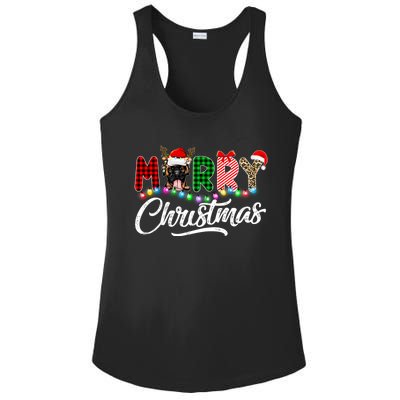 Merry Christmas Buffalo Plaid Boxer Dog Lover Xmas Ladies PosiCharge Competitor Racerback Tank