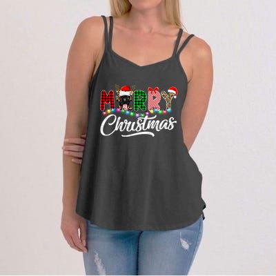 Merry Christmas Buffalo Plaid Boxer Dog Lover Xmas Women's Strappy Tank