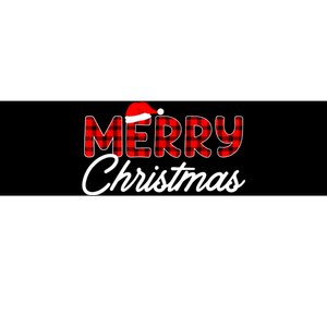 Merry Christmas Buffalo Plaid Red Santa Hat Xmas Pajamas Bumper Sticker