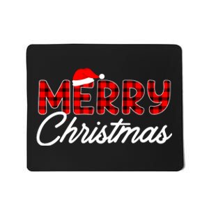 Merry Christmas Buffalo Plaid Red Santa Hat Xmas Pajamas Mousepad