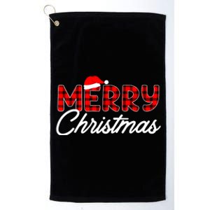 Merry Christmas Buffalo Plaid Red Santa Hat Xmas Pajamas Platinum Collection Golf Towel