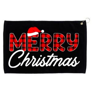 Merry Christmas Buffalo Plaid Red Santa Hat Xmas Pajamas Grommeted Golf Towel