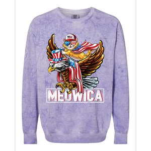 Meowica Cat Bald Eagle 4th Of July Patriotic American Flag Gift Colorblast Crewneck Sweatshirt