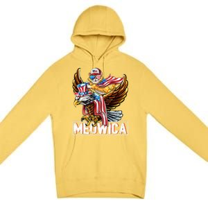 Meowica Cat Bald Eagle 4th Of July Patriotic American Flag Gift Premium Pullover Hoodie