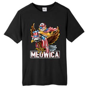 Meowica Cat Bald Eagle 4th Of July Patriotic American Flag Gift Tall Fusion ChromaSoft Performance T-Shirt