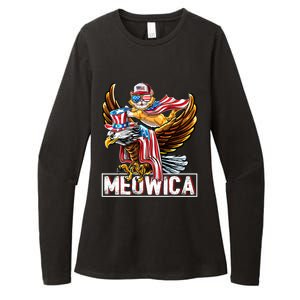 Meowica Cat Bald Eagle 4th Of July Patriotic American Flag Gift Womens CVC Long Sleeve Shirt