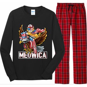 Meowica Cat Bald Eagle 4th Of July Patriotic American Flag Gift Long Sleeve Pajama Set