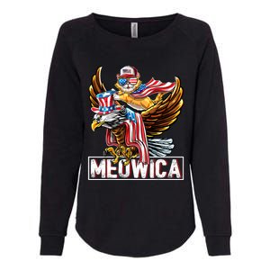 Meowica Cat Bald Eagle 4th Of July Patriotic American Flag Gift Womens California Wash Sweatshirt