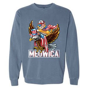 Meowica Cat Bald Eagle 4th Of July Patriotic American Flag Gift Garment-Dyed Sweatshirt