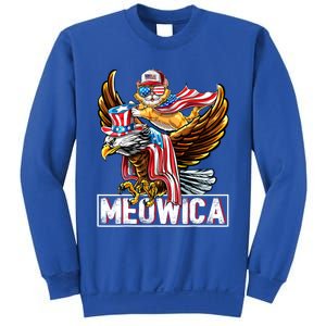 Meowica Cat Bald Eagle 4th Of July Patriotic American Flag Gift Sweatshirt