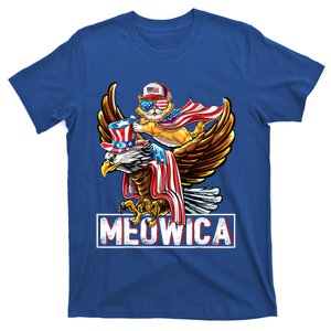 Meowica Cat Bald Eagle 4th Of July Patriotic American Flag Gift T-Shirt