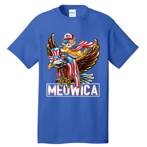 Meowica Cat Bald Eagle 4th Of July Patriotic American Flag Gift Tall T-Shirt