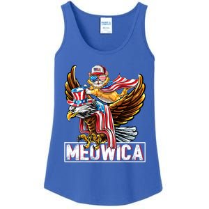 Meowica Cat Bald Eagle 4th Of July Patriotic American Flag Gift Ladies Essential Tank