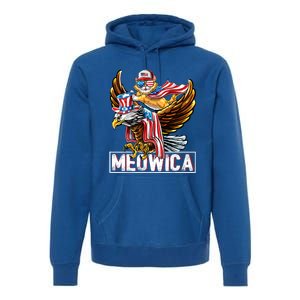 Meowica Cat Bald Eagle 4th Of July Patriotic American Flag Gift Premium Hoodie