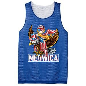 Meowica Cat Bald Eagle 4th Of July Patriotic American Flag Gift Mesh Reversible Basketball Jersey Tank