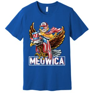 Meowica Cat Bald Eagle 4th Of July Patriotic American Flag Gift Premium T-Shirt