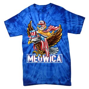 Meowica Cat Bald Eagle 4th Of July Patriotic American Flag Gift Tie-Dye T-Shirt