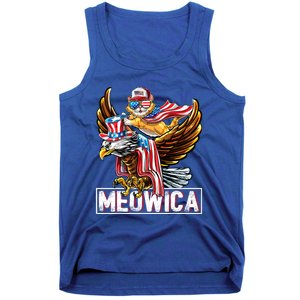 Meowica Cat Bald Eagle 4th Of July Patriotic American Flag Gift Tank Top