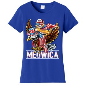 Meowica Cat Bald Eagle 4th Of July Patriotic American Flag Gift Women's T-Shirt