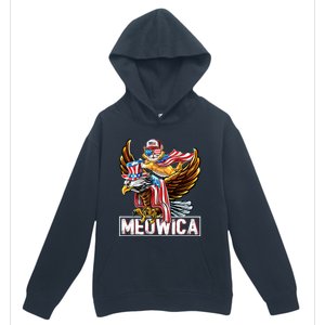 Meowica Cat Bald Eagle 4th Of July Patriotic American Flag Gift Urban Pullover Hoodie