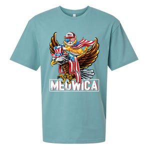 Meowica Cat Bald Eagle 4th Of July Patriotic American Flag Gift Sueded Cloud Jersey T-Shirt