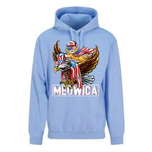 Meowica Cat Bald Eagle 4th Of July Patriotic American Flag Gift Unisex Surf Hoodie