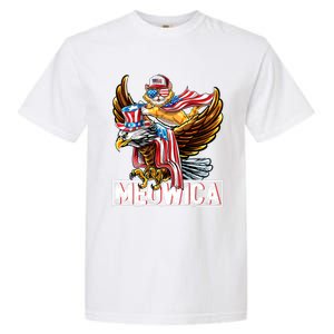 Meowica Cat Bald Eagle 4th Of July Patriotic American Flag Gift Garment-Dyed Heavyweight T-Shirt