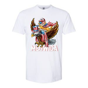 Meowica Cat Bald Eagle 4th Of July Patriotic American Flag Gift Softstyle CVC T-Shirt