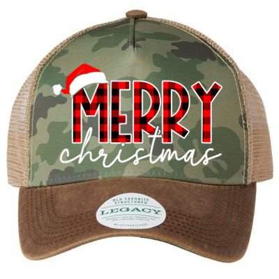 Merry Christmas Buffalo Red Plaid Santa Hat Xmas Pajamas Legacy Tie Dye Trucker Hat