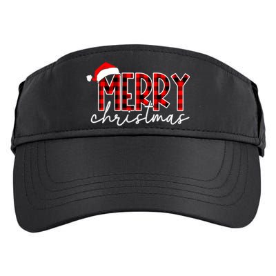 Merry Christmas Buffalo Red Plaid Santa Hat Xmas Pajamas Adult Drive Performance Visor