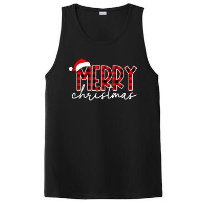 Merry Christmas Buffalo Red Plaid Santa Hat Xmas Pajamas PosiCharge Competitor Tank