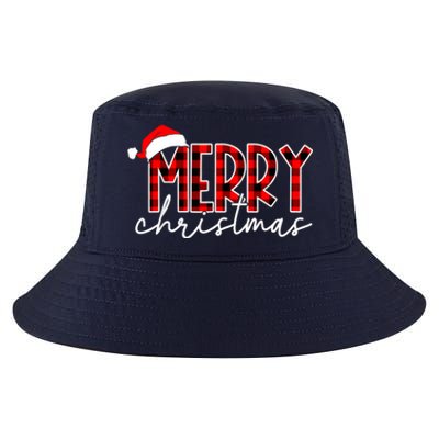 Merry Christmas Buffalo Red Plaid Santa Hat Xmas Pajamas Cool Comfort Performance Bucket Hat