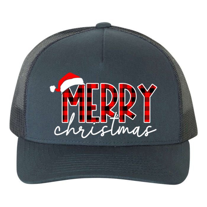 Merry Christmas Buffalo Red Plaid Santa Hat Xmas Pajamas Yupoong Adult 5-Panel Trucker Hat