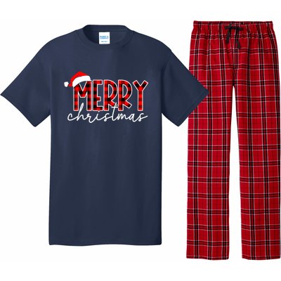 Merry Christmas Buffalo Red Plaid Santa Hat Xmas Pajamas Pajama Set