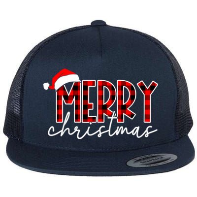 Merry Christmas Buffalo Red Plaid Santa Hat Xmas Pajamas Flat Bill Trucker Hat