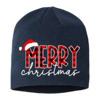 Merry Christmas Buffalo Red Plaid Santa Hat Xmas Pajamas Sustainable Beanie