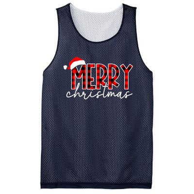 Merry Christmas Buffalo Red Plaid Santa Hat Xmas Pajamas Mesh Reversible Basketball Jersey Tank