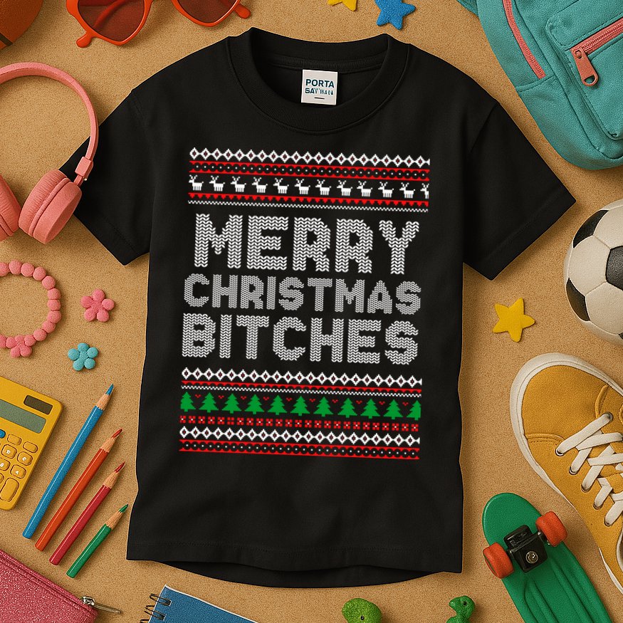 Merry Christmas Bitches Ugly Christmas , Christmas Vacation ,Ugly Christmas Kids T-Shirt