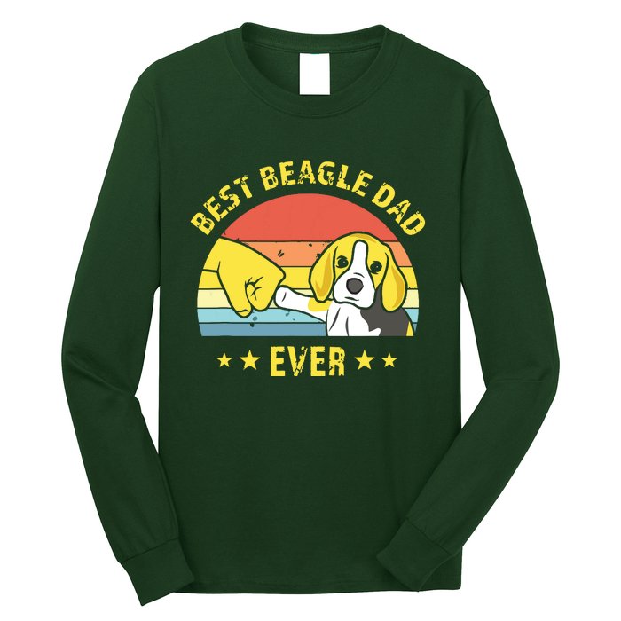 Men Cute Best Beagle Dad Ever Vintage Puppy Lover Retro Design Long Sleeve Shirt