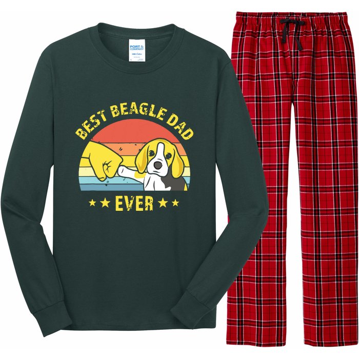 Men Cute Best Beagle Dad Ever Vintage Puppy Lover Retro Design Long Sleeve Pajama Set