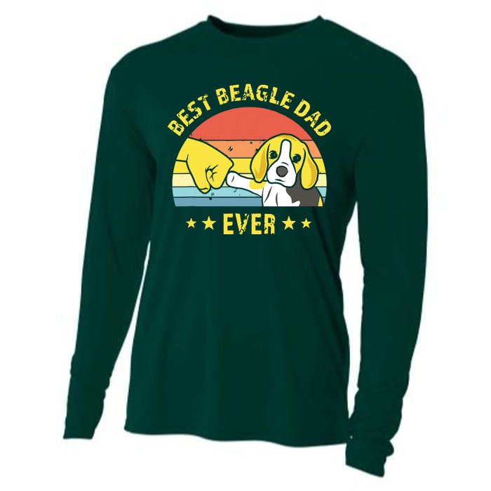 Men Cute Best Beagle Dad Ever Vintage Puppy Lover Retro Design Cooling Performance Long Sleeve Crew